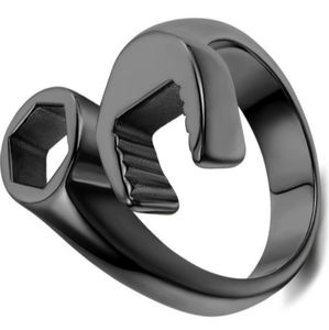 Men's Black Wrench Ring Gift Valentine's Day Streetwear Retro Christmas Mechanic